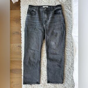The Ankle Straight Ultra High Rise Black wash jeans